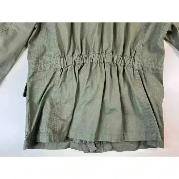 Love Tree Womens L Olive Green Military Utility Jacket Chore Pocket Zip Button - Picture 8 of 14